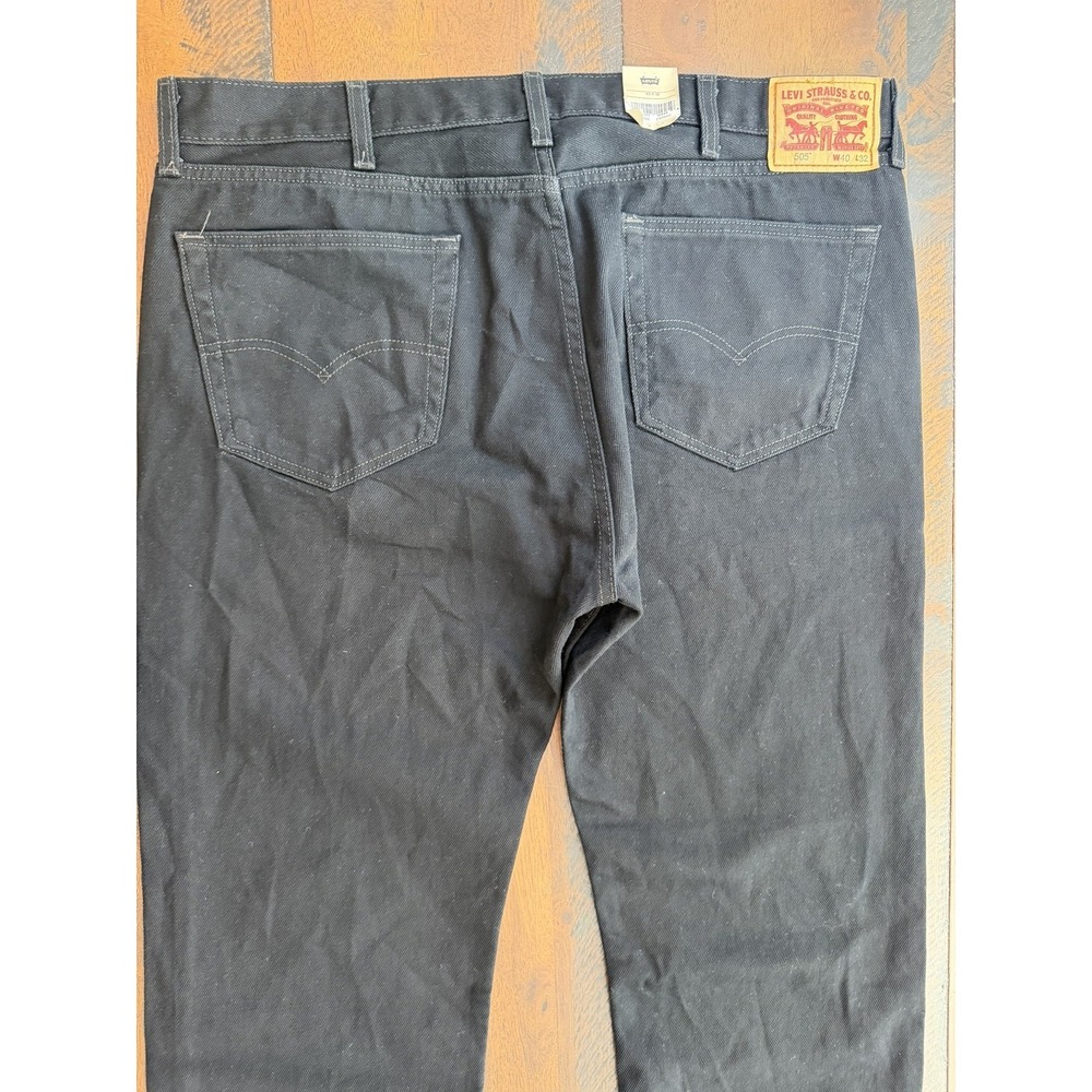 Levi's 505 Jeans Mens 40x32 Black Regular Fit Straight Leg Denim Zip Fly Cotton - Picture 9 of 12